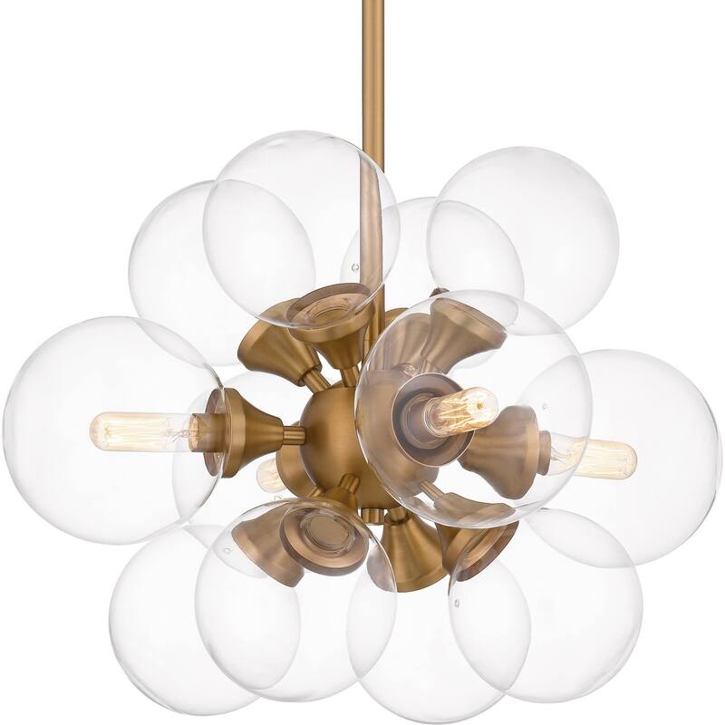 Brushed Weathered Brass Four Light Pendant from the Glinda Collection