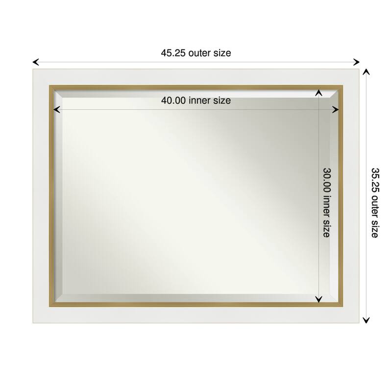Beveled Wall Mirror - Eva White Gold Frame - Eva White Gold - 45.25 x 35.25-inch