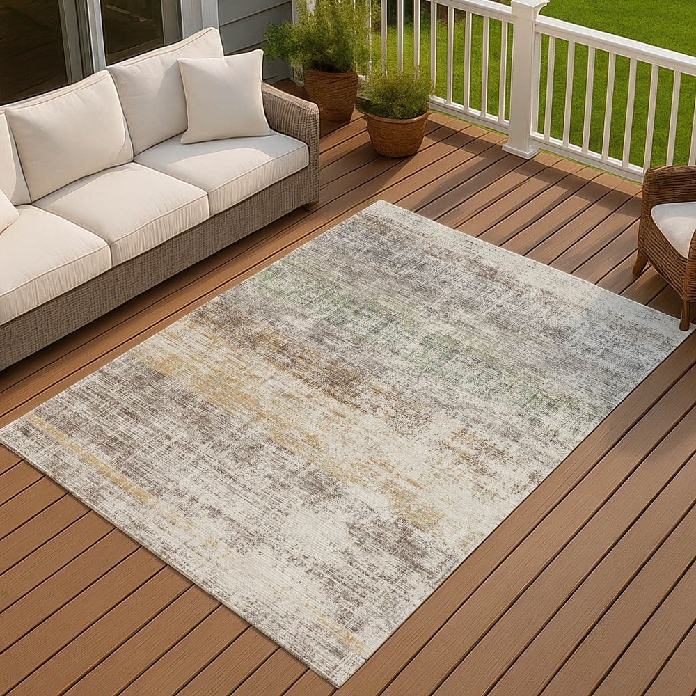 Machine Washable Indoor/ Outdoor Vintage Stripes Chantille Rug