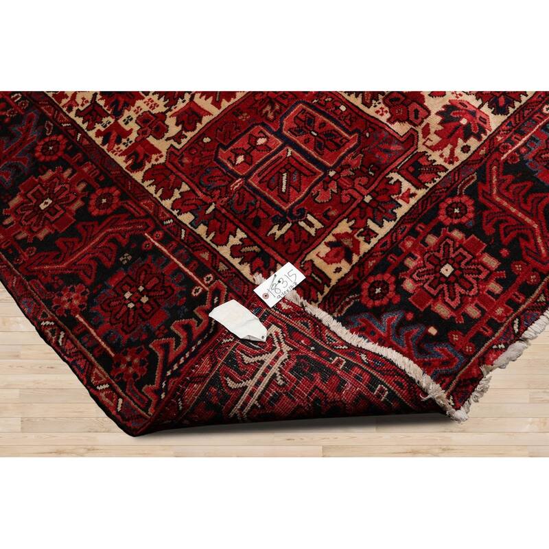 Hand Knotted Heriz Rust, Rose 100% Wool Traditional Oriental Area Rug - 9' 10'' x 13' 8''
