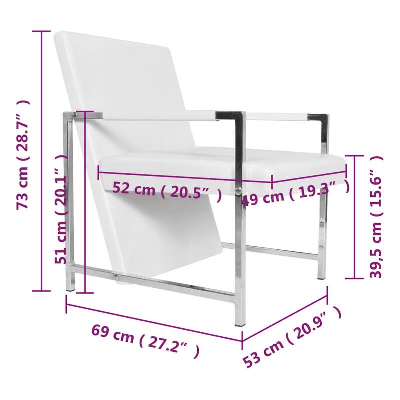 vidaXL Cube Armchair White Faux Leather - 20.9" x 27.2" x 28.7"