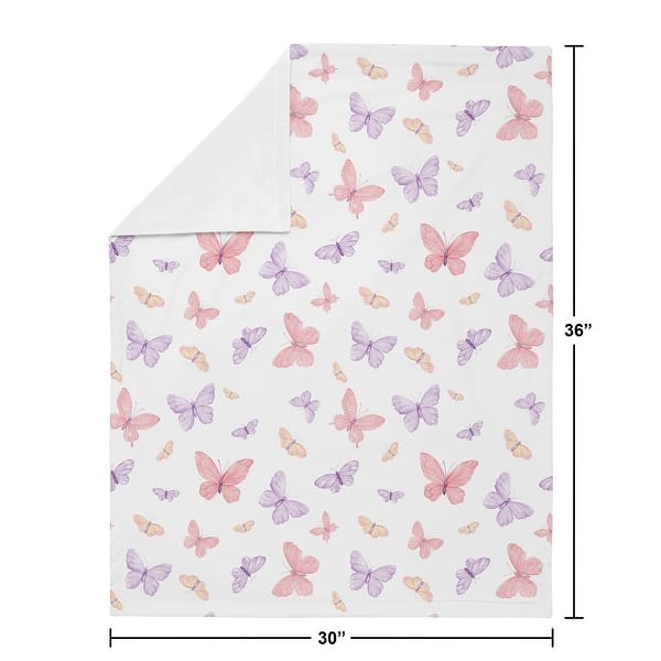 Sweet Jojo Designs Pink and Purple Shabby Chic Butterfly Girl Baby Receiving Security Swaddle Blanket Colorful Butterflies Lilac