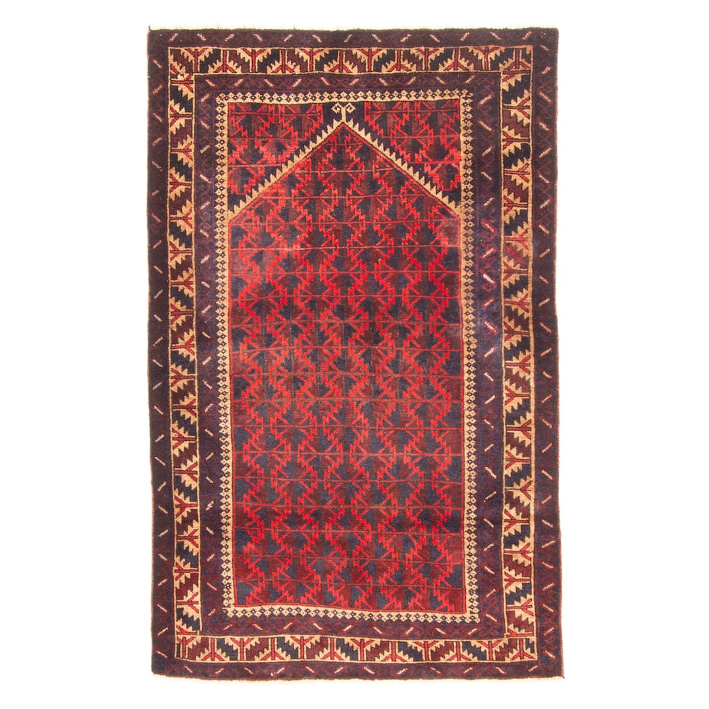 ECARPETGALLERY Hand-knotted Teimani Red Wool Rug - 3'0 x 4'8
