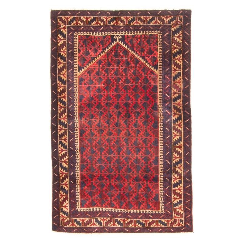 ECARPETGALLERY Hand-knotted Teimani Red Wool Rug - 3'0 x 4'8