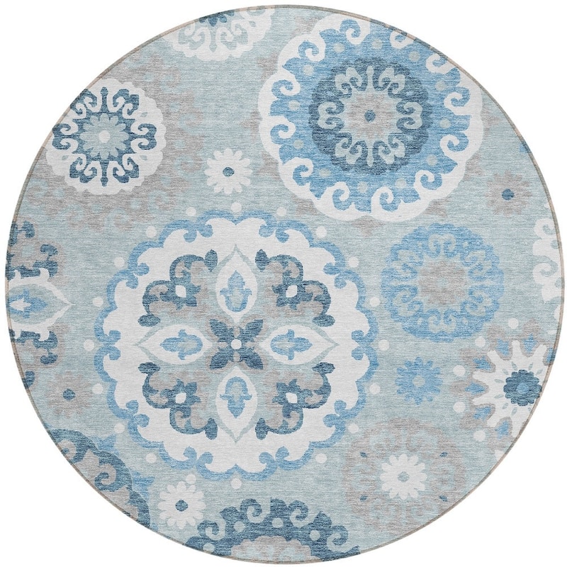 HomeRoots Floral Medallion Transitional Rectangle Outdoor Rug