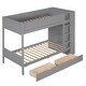 preview thumbnail 18 of 24, Twin Over Twin Bunk Bed w/ Storage Shelves and 2 Drawers, Multi-Layer Cabinet Bunk Bed w/ Safety Guardrail for Kids Teens Adults