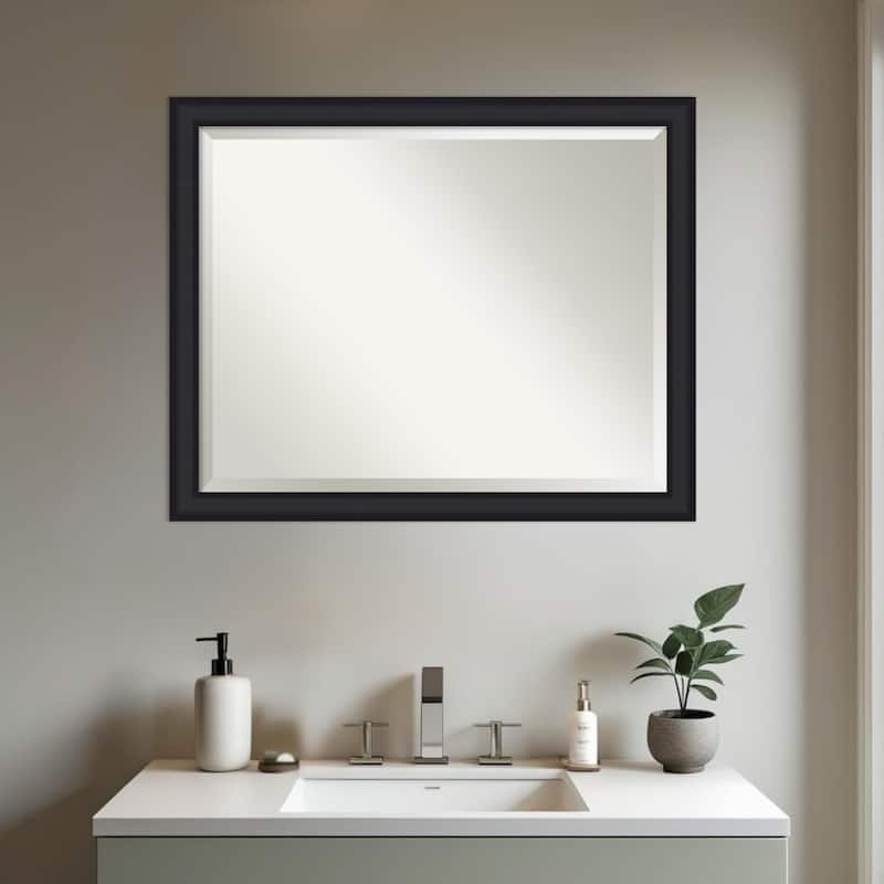 Oliver Narrow Beveled Wood Framed Bathroom Vanity Wall Mirror