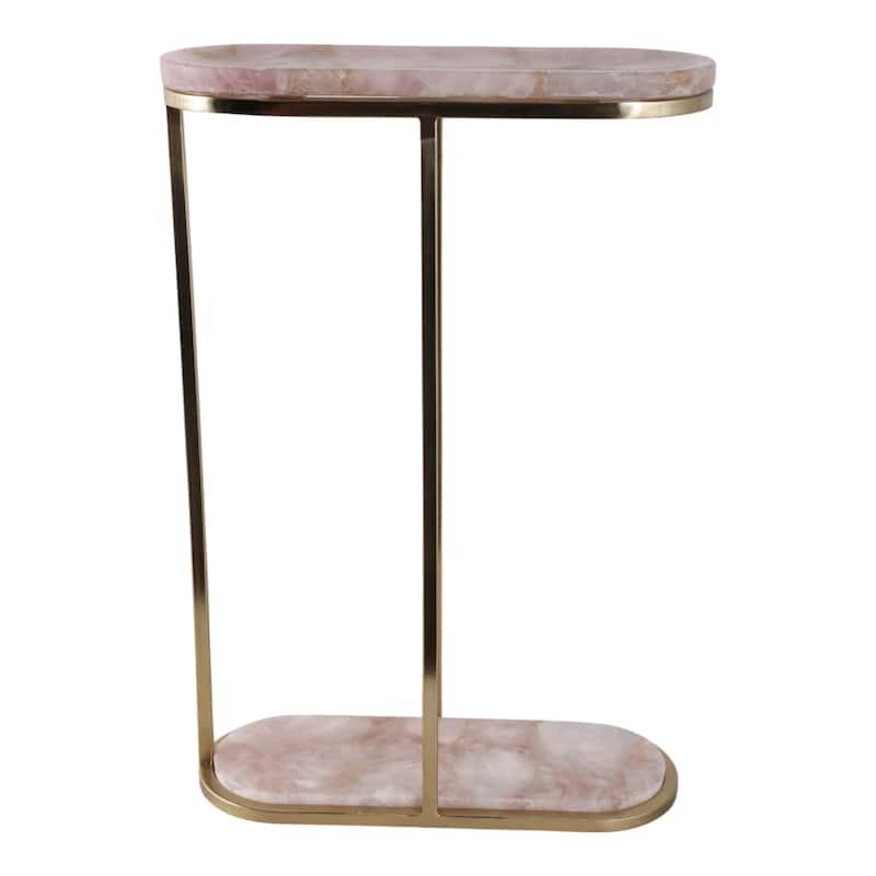 Quartz Side Table Elegant Narrow for Home Decor Accent - 24" Pink - 24.0"
