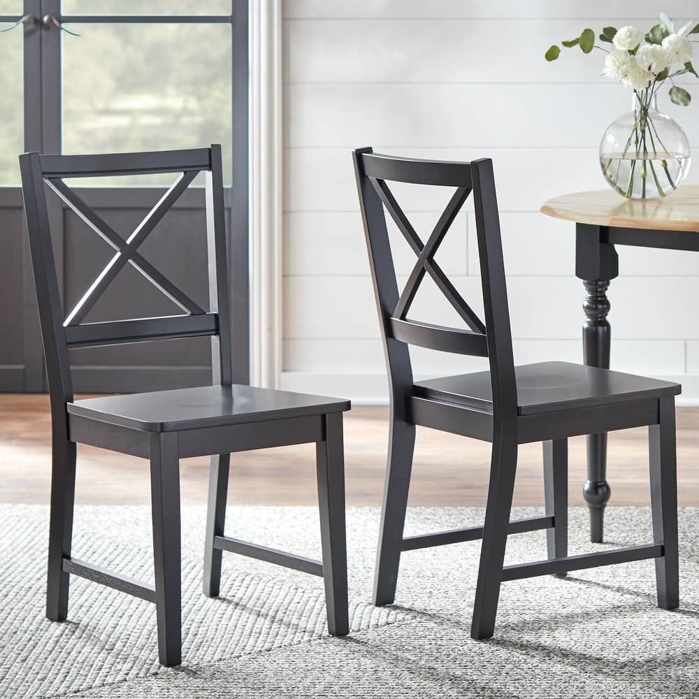 Simple Living Solid Wood Crossback Dining Chairs (Set of 2)