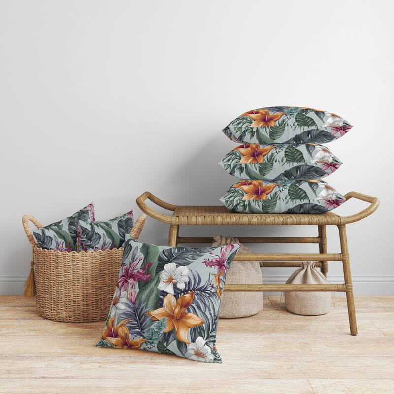 Rainforest Reverie Faux Suede Reversible Throw Pillow Multi and Silver