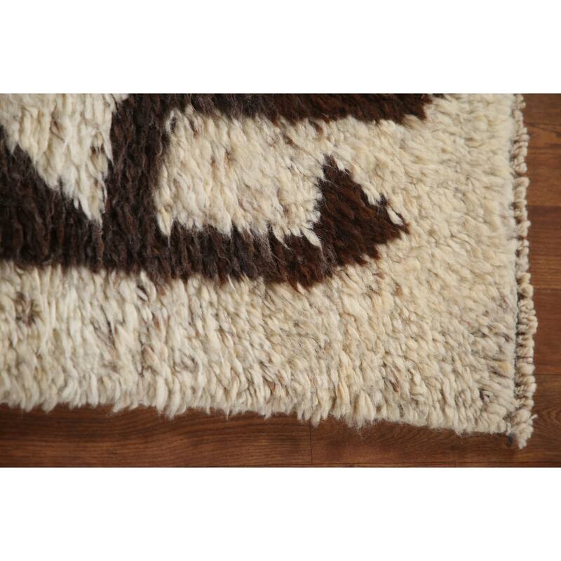 Anatolian Turkish Runner Rug Handmade Geometric Beige Wool Carpet - 3'3"x 12'5"