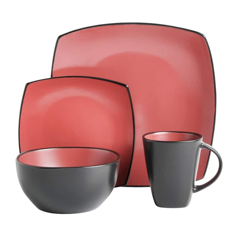 Gibson Soho Lounge Square 16-Piece Reactive Glaze Stoneware Dinnerware Set