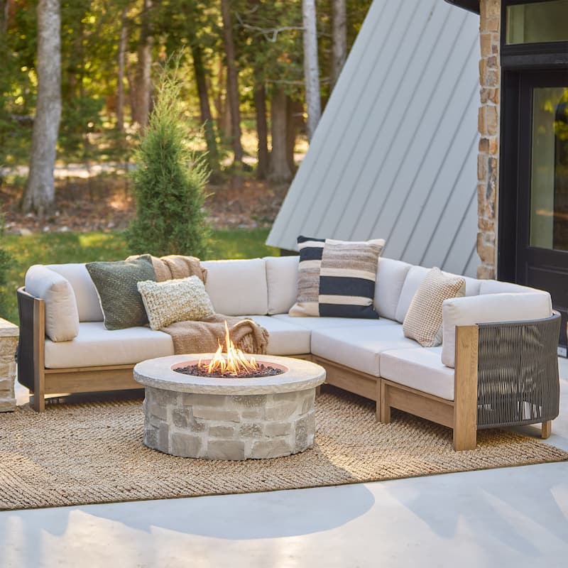 Stratton Outdoor 5-Piece Modular Sectional with Sunbrella Cushions