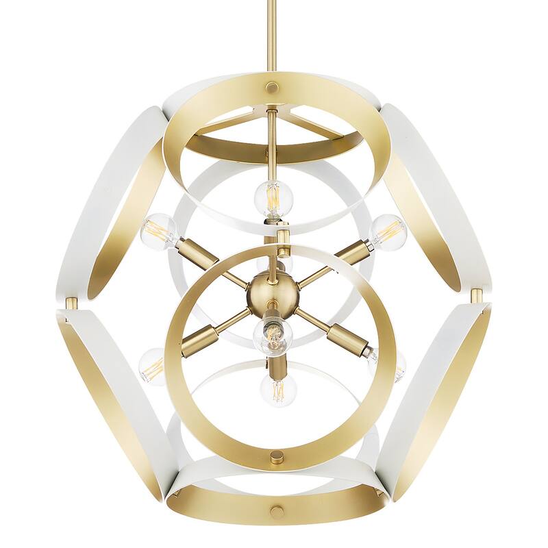Quorum International 865-8 Domain 8 Light 22" Wide Pendant - Studio White / Aged Brass