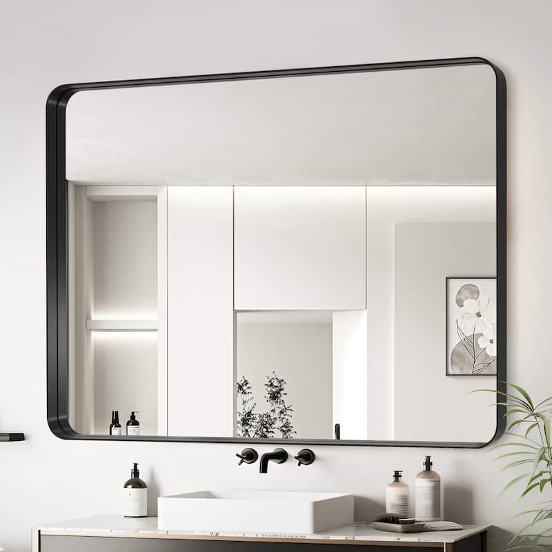 40x32 Inch Black Aluminium Frame Bathroom Mirror