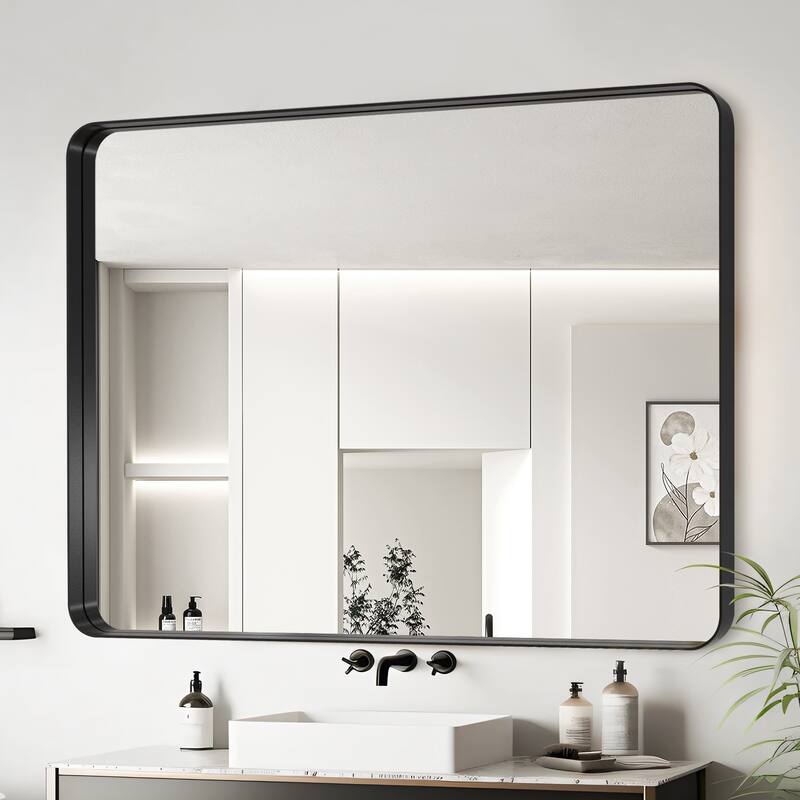 72x40 Inch Black Aluminium Frame Bathroom Mirror