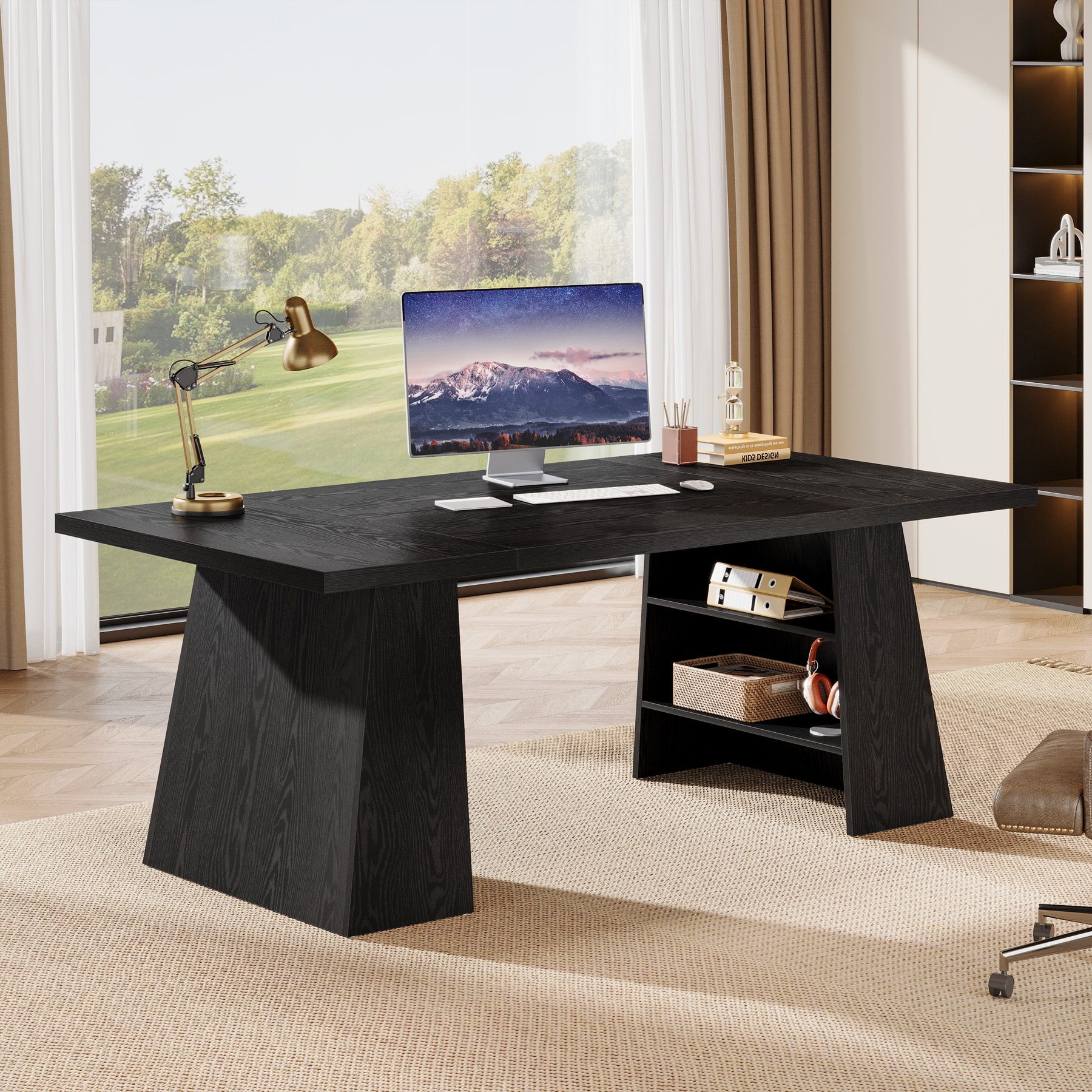 63" Modern Executive Office Desk Computer Conference Table with Storage