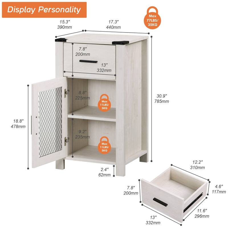 WAMPAT End Table with Stroage, Sofa Side Table