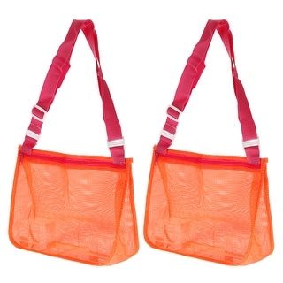 2pcs Mesh Beach Bag, Sand Backpack Shell Bags with Zipper, Orange Pink ...