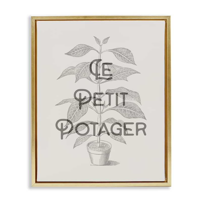 Stupell Vintage French Plant Phrase Framed Floater Canvas Wall Art Design By Lil' Rue - 25 x 31 - Gold