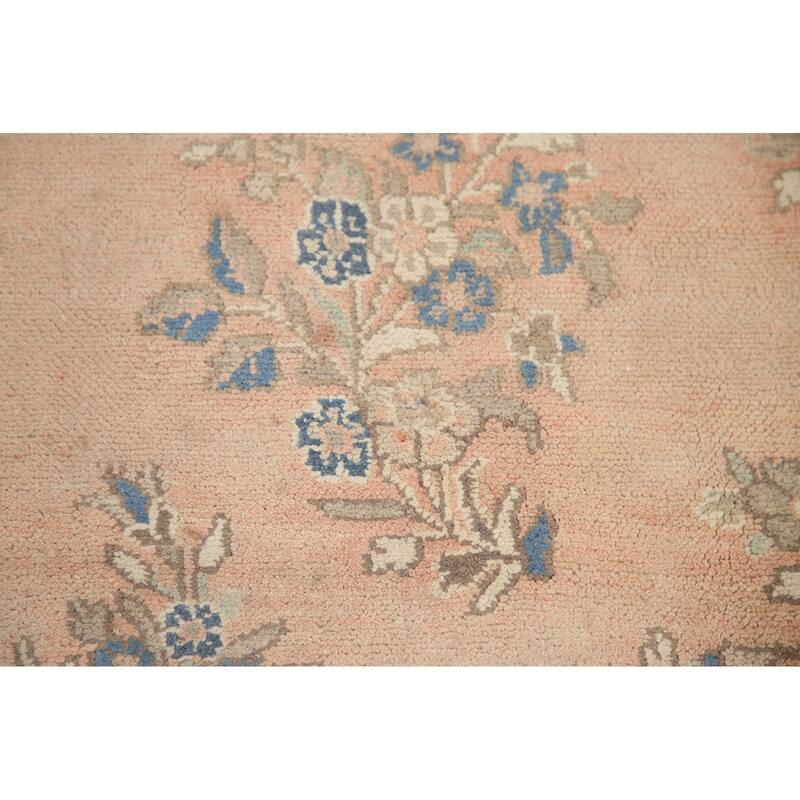 Hand Knotted Oriental 100% Wool Carpet Traditional Floral Peach Hamedan Area Rug - 11' 0'' X 7' 10''