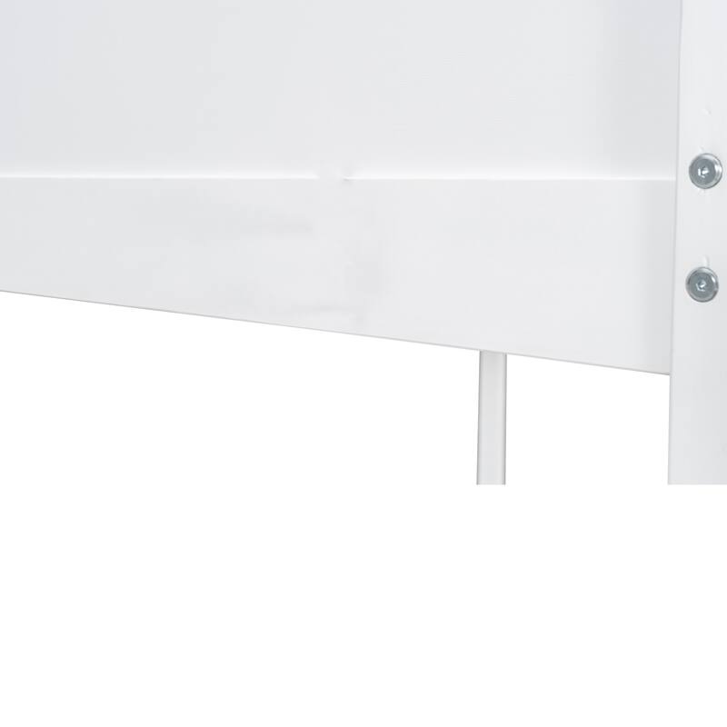 Roomfitters Queen Over Queen Bunk Bed with Storage Box, LED Light and USB Charging, White