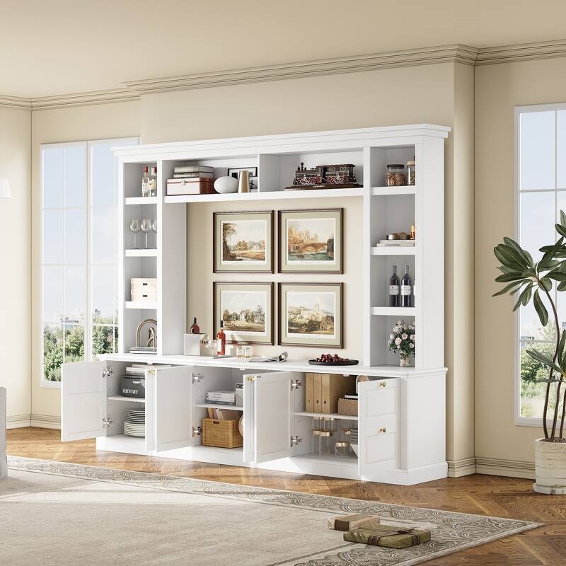 All-in-One Modern TV Stand with Bookcase for TVs up to 70 inch, Entertainment Center with 3 Adjustable Shelves