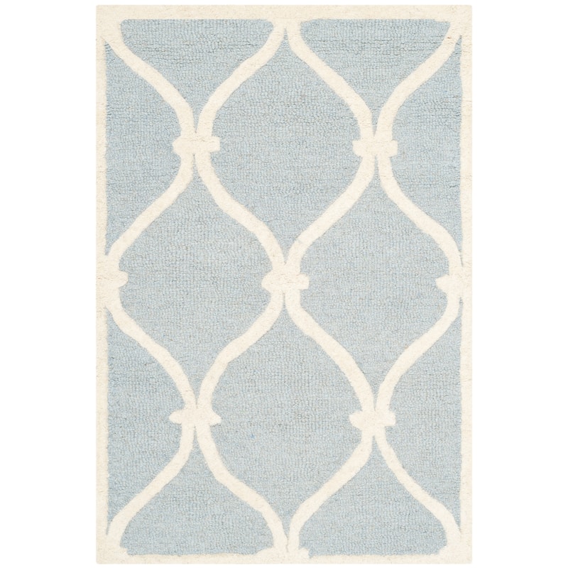 SAFAVIEH Handmade Cambridge Catharien Modern Moroccan Wool Rug - 2' x 3' - Blue/Ivory