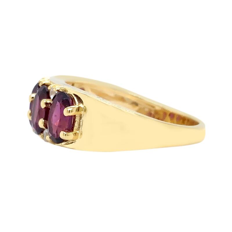 Yellow Gold Over Sterling Silver Rhodolite Garnet, White Natural Zircon Ring