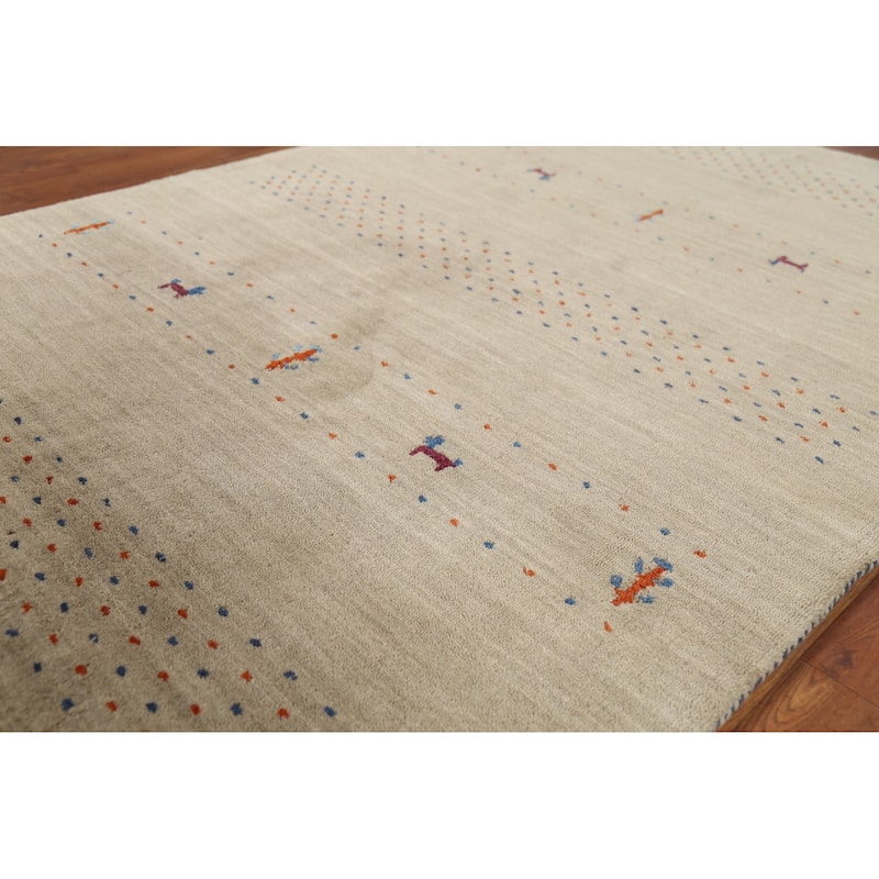 Little Animals Tribal Gabbeh Indian Rug Hand-Knotted Wool Carpet - 3'11"x 5'10"