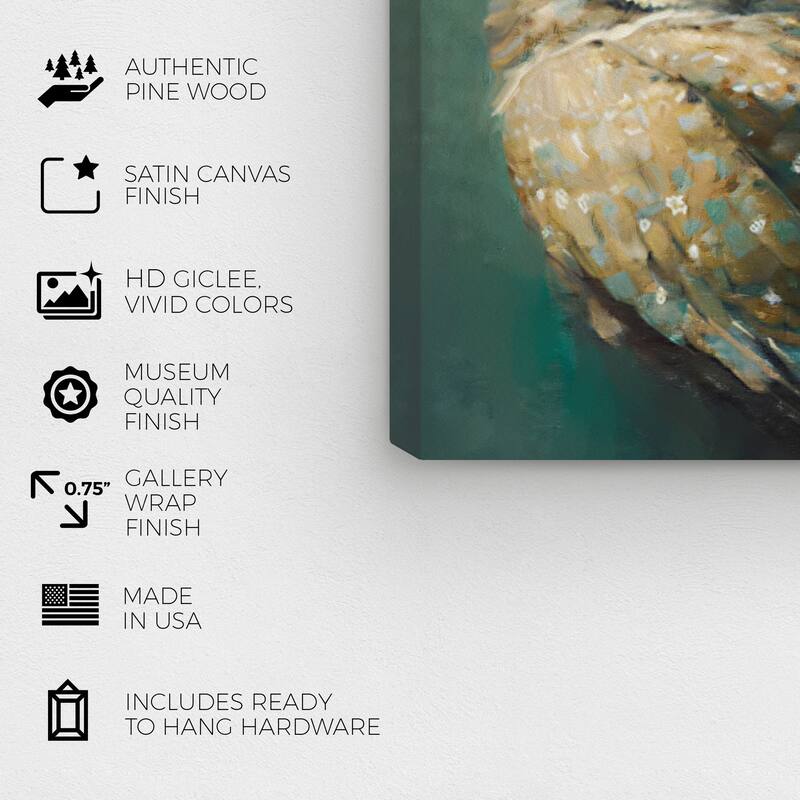 Wynwood Studio Canvas Animals Owl Kingdom Brown and Tan Traditional Wall Art Canvas Print - Brown, Green
