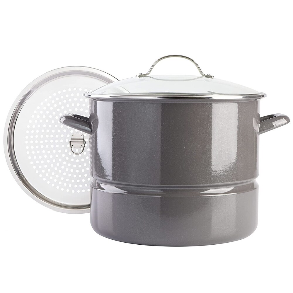 https://ak1.ostkcdn.com/images/products/is/images/direct/e810fb999b7905e943ebb36eaa18708f5ed830cc/16-Quart-Enamel-On-Steel-Stock-Pot-With-Steamer-and-Lid-in-Graphite-Grey.jpg