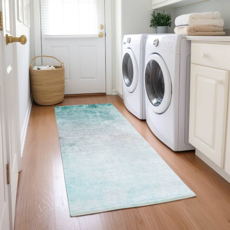 Machine Washable Indoor/ Outdoor Chantille Modern Ombre Rug - 2'3" x 7'6" - Teal