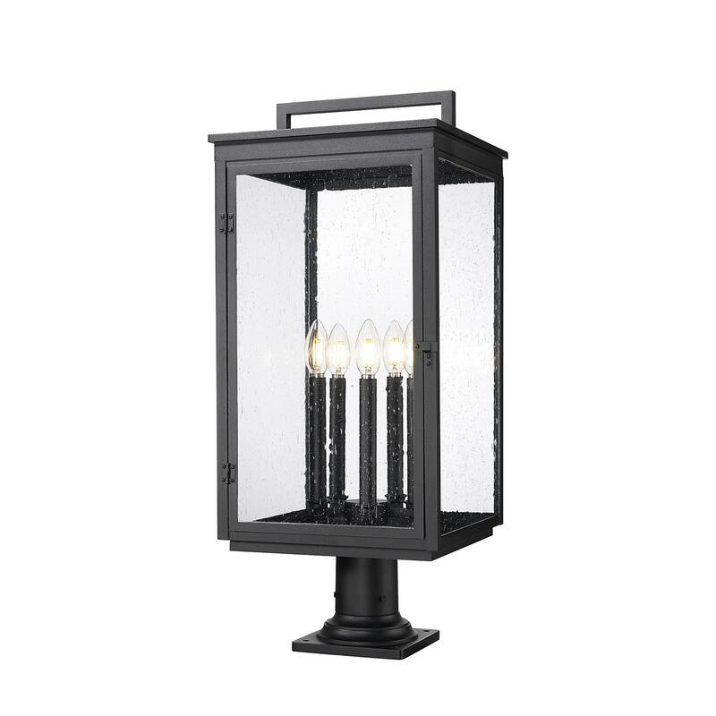 Z-Lite 5019PHXLR-533PM Hartwell 5 Light 29" Tall Post Light with Seedy - Sand Black