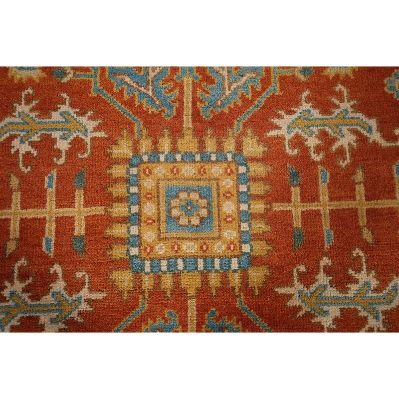 Orange Heriz Serapi Oriental Area Rug Hand-Knotted Wool Carpet - 9'0"x 11'9"