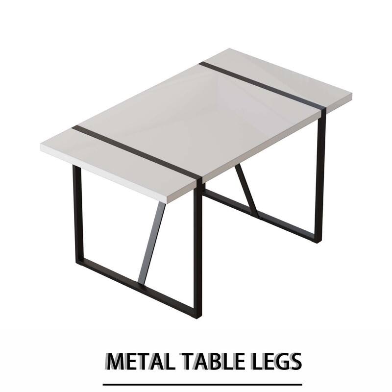 55" Modern Rustic Industrial Dining Table Engineered Wood Top & Black Metal Frame, Seats 4-6