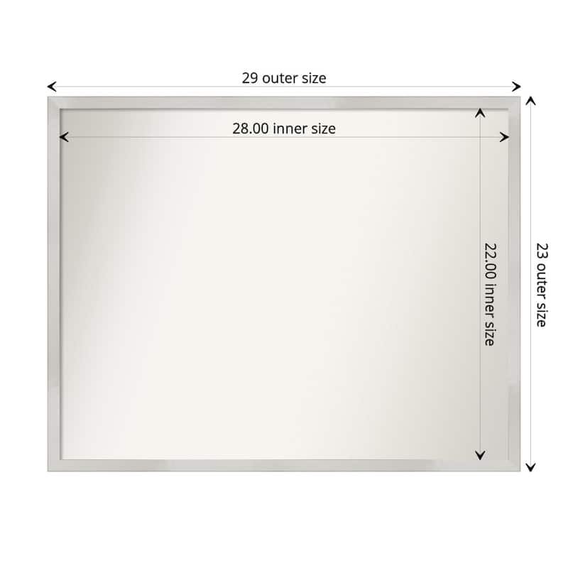 Non-Beveled Wood Bathroom Wall Mirror - Svelte Silver Frame - 29 x 23 in - Svelte Silver