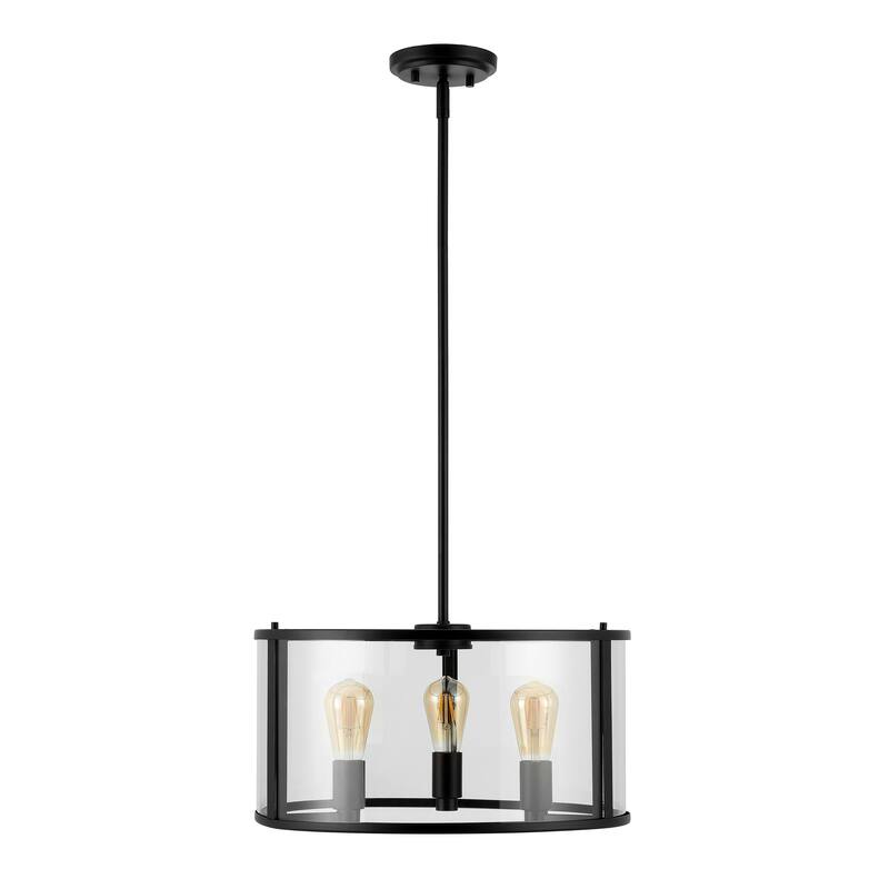 SAFAVIEH Lighting Burcin 3-Light Led Adjustable Pendant - 18" W x 18" L x 18.25-48.25" H - Clear/Oil-Rubbed Bronze - 18Wx18Dx48H