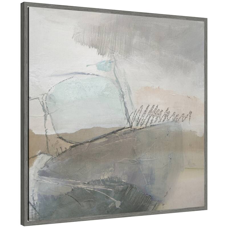 Kate and Laurel NC Wild Abstract by Nikki Chu Framed Canvas Wall Art Print - 30 x 30 - Grey