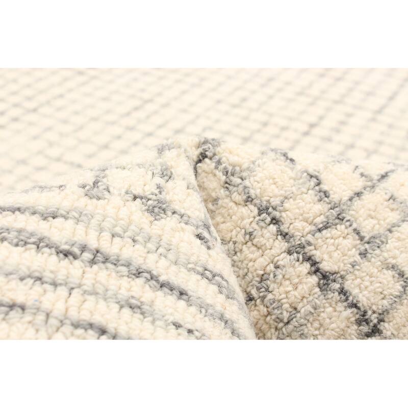 ECARPETGALLERY Hand Tufted Timeless Cream Wool Rug - 5'0 x 7'11