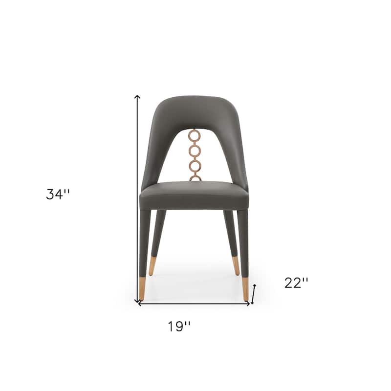 Set of 2 Faux Leather Dining Chairs with Rose Gold Accents - 22” x 19” x 43”