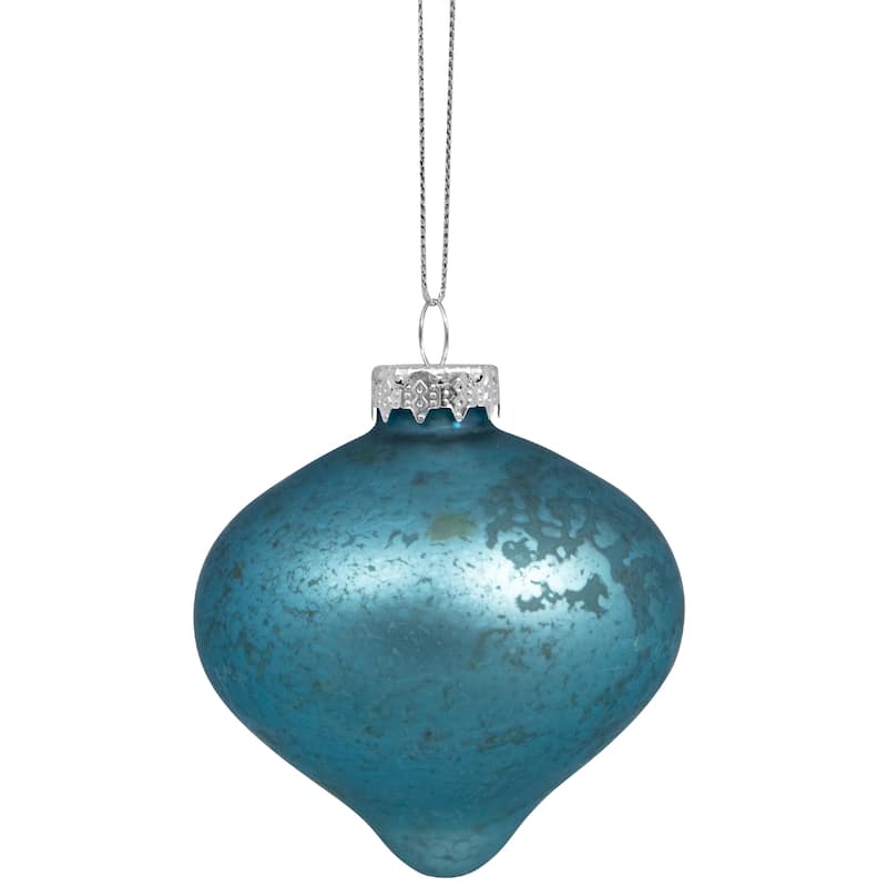 Onion and Glass Ball Christmas Ornaments - 3.25" - Royal Blue - Set of 12