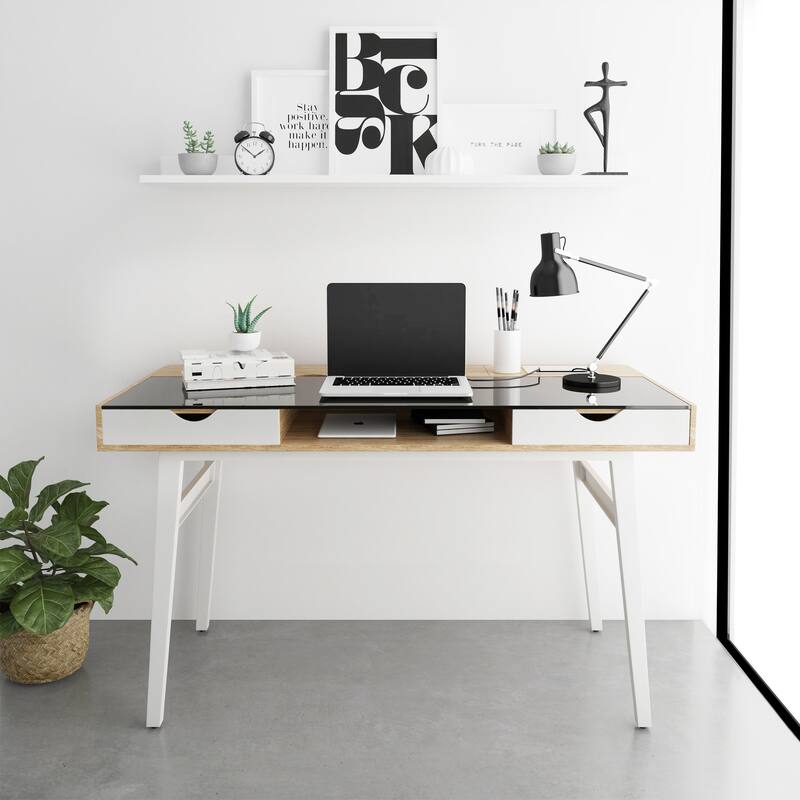 Techni Mobili Compact Computer Desk with Multiple Storage