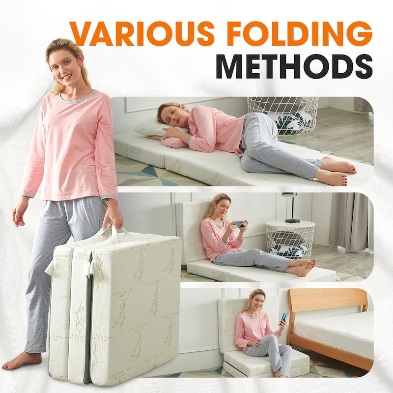 Cheer Collection Tri-fold 4-inch Folding Futon Mattress