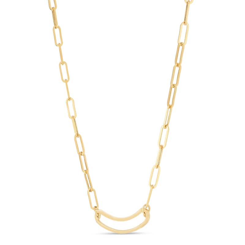 Curata 14k Yellow Gold 7" 3.2mm Paperclip Curved Open Bar Bracelet