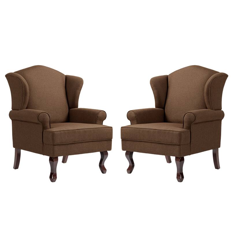 2 Set Modern Upholstery Wingback Accent Chair