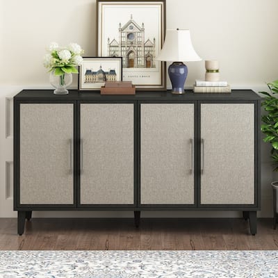 59.8'' Contemporary Storage Sideboard Cabinet with Four Linen Doors （2 Colors）