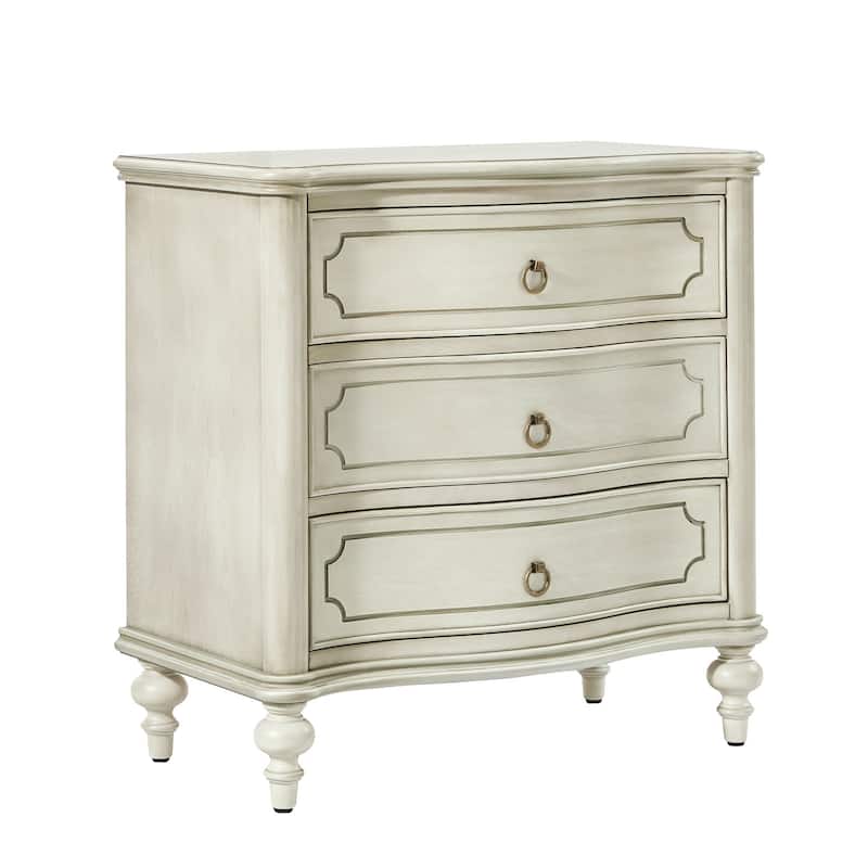Alois Traditional 3-Drawer Nightstand with Solid Wood Spindle Legs by HULALA HOME