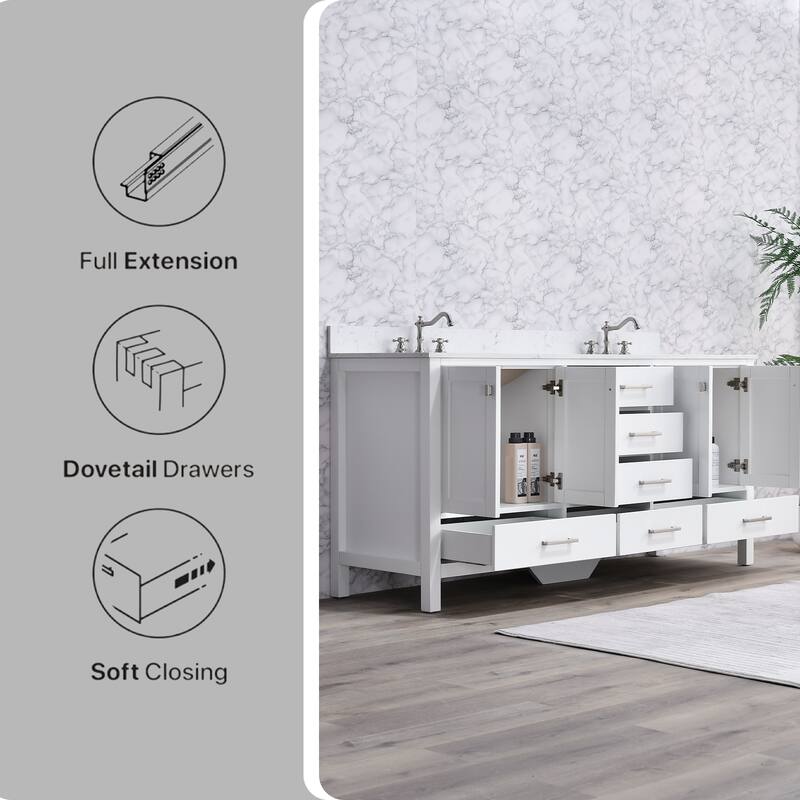 OpalithD 72 in. Bathroom Vanity with Double Sinks, Wood Bath Cabinet with Top