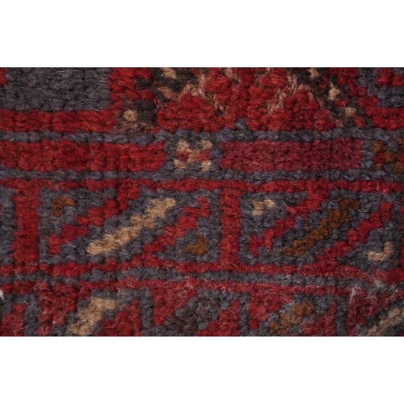 Hand Knotted Oriental 100% Wool Carpet Traditional Tribal Red Balouch Runner Rug - 8' 6'' X 2' 1''